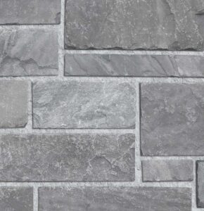 Pangaea® Natural Stone – 3 Course Ashlar, Ash avec demi pouce joints de mortier