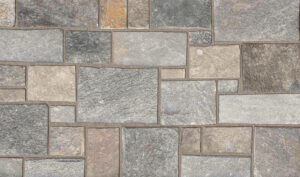 Pangaea® Natural Stone – Roman Castlestone, Sierra Ridge avec demi pouce joints de mortier