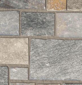 Pangaea® Natural Stone – Roman Castlestone, Sierra Ridge avec demi pouce joints de mortier