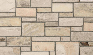 Pangaea® Natural Stone – 3 Course Ashlar, Siena with half inch mortar joints