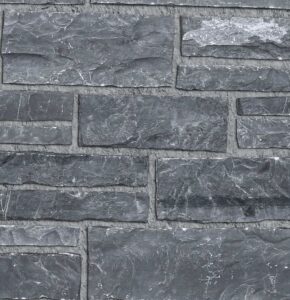 Pangaea® Natural Stone – Ledgestone, Black Rundle with half inch mortar joints